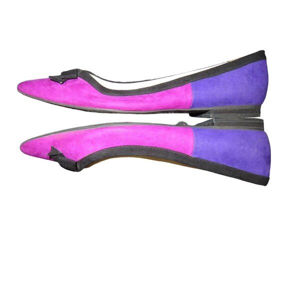 Unisa Two Toned Pink & Purple Suede Bow Embellished Ballet Flats sz 7.5 vintage - Picture 5 of 9